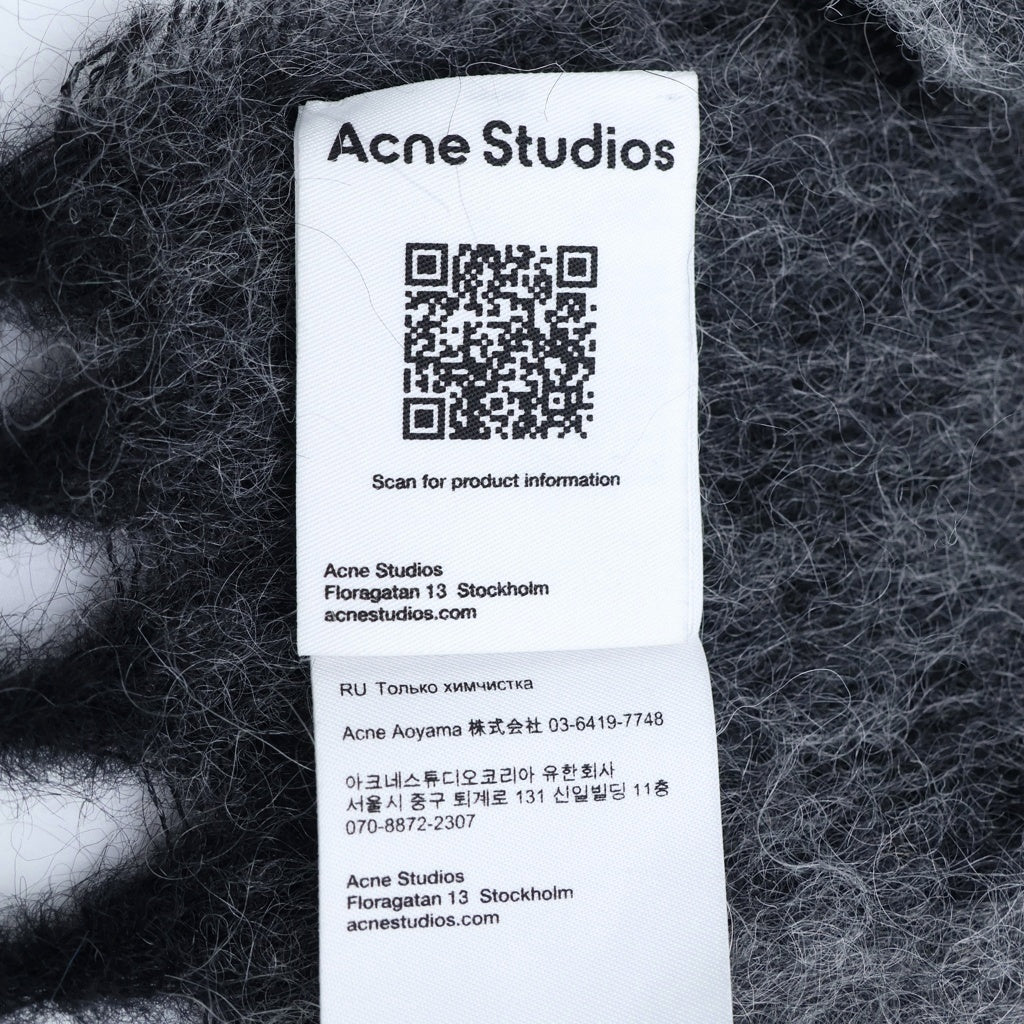 Acne Studios(アクネ ストゥディオズ) モヘア フリンジチェックマフラー ブラック/グレー CA0084- CA0084-