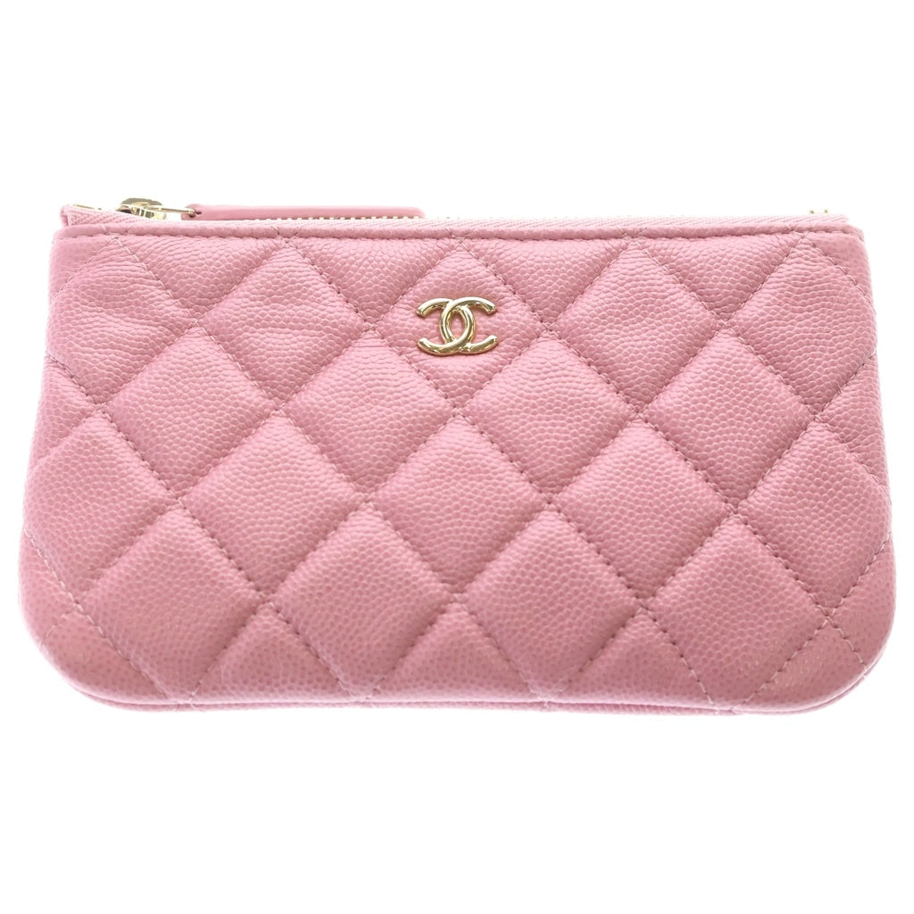 CHANEL(シャネル) マトラッセ クラシック ミニポーチ キャビアスキン ピンク レディース