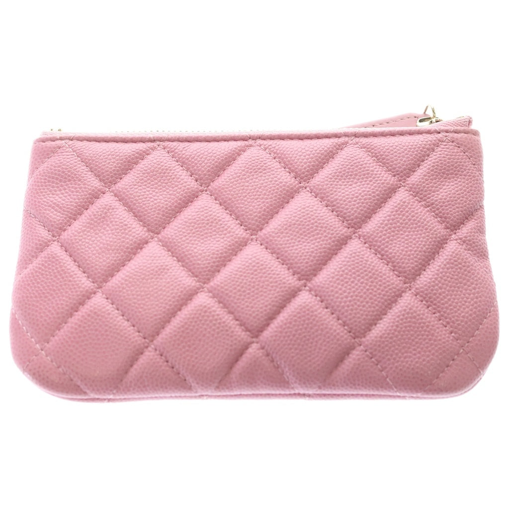 CHANEL(シャネル) マトラッセ クラシック ミニポーチ キャビアスキン ピンク レディース