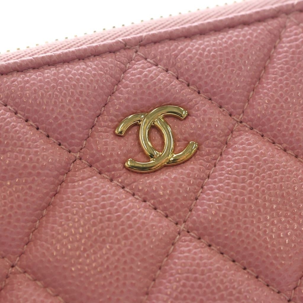 CHANEL(シャネル) マトラッセ クラシック ミニポーチ キャビアスキン ピンク レディース