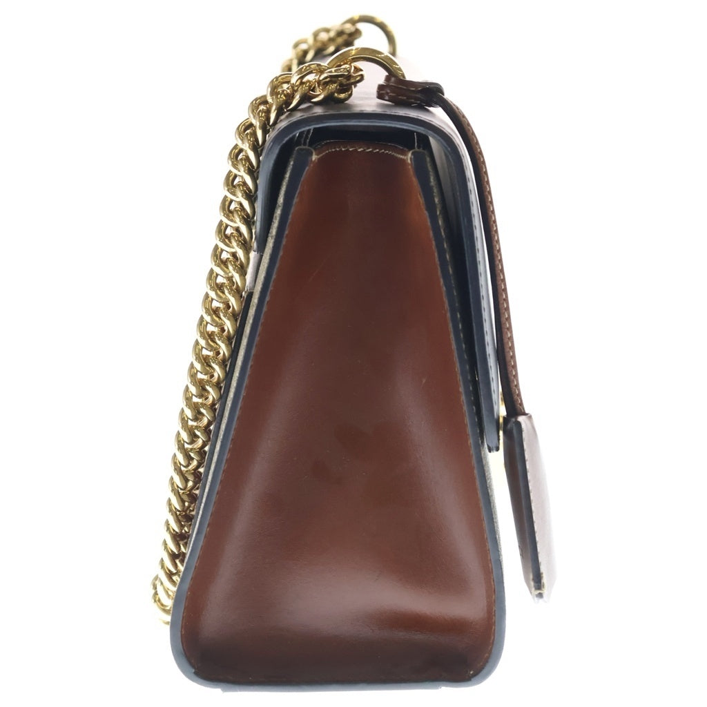 GUCCI(グッチ) GGスプリーム パドロック ショルダーバッグ セミショルダー チェーンバッグ レザー ブラック/ブラウン 黒 ゴールド金具 409486 409486 レディース