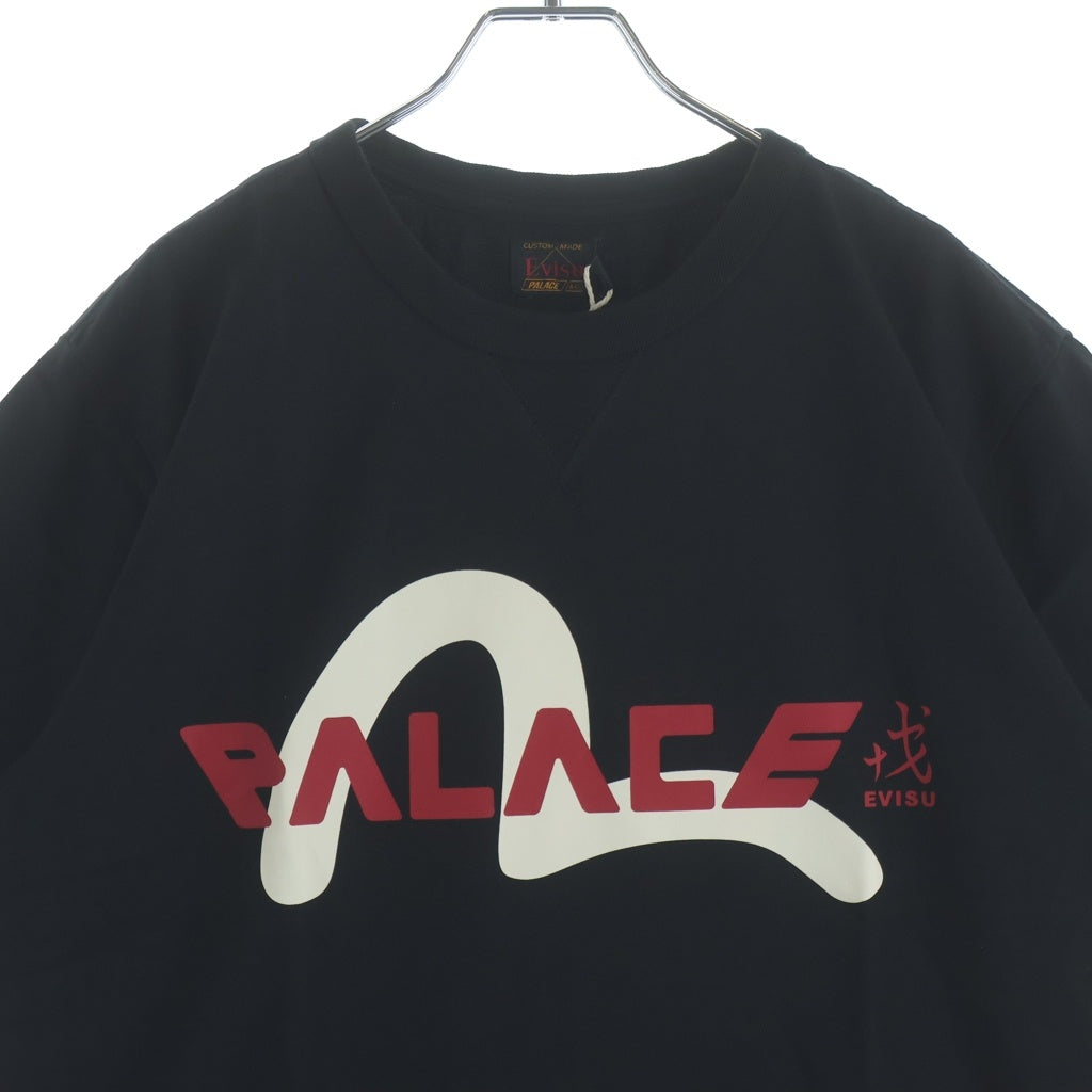EVISU(エビス) ×PALACE LOGO TEE パレス ロゴプリントクルーネック半袖カットソーTシャツ ブラック P26EVSES001