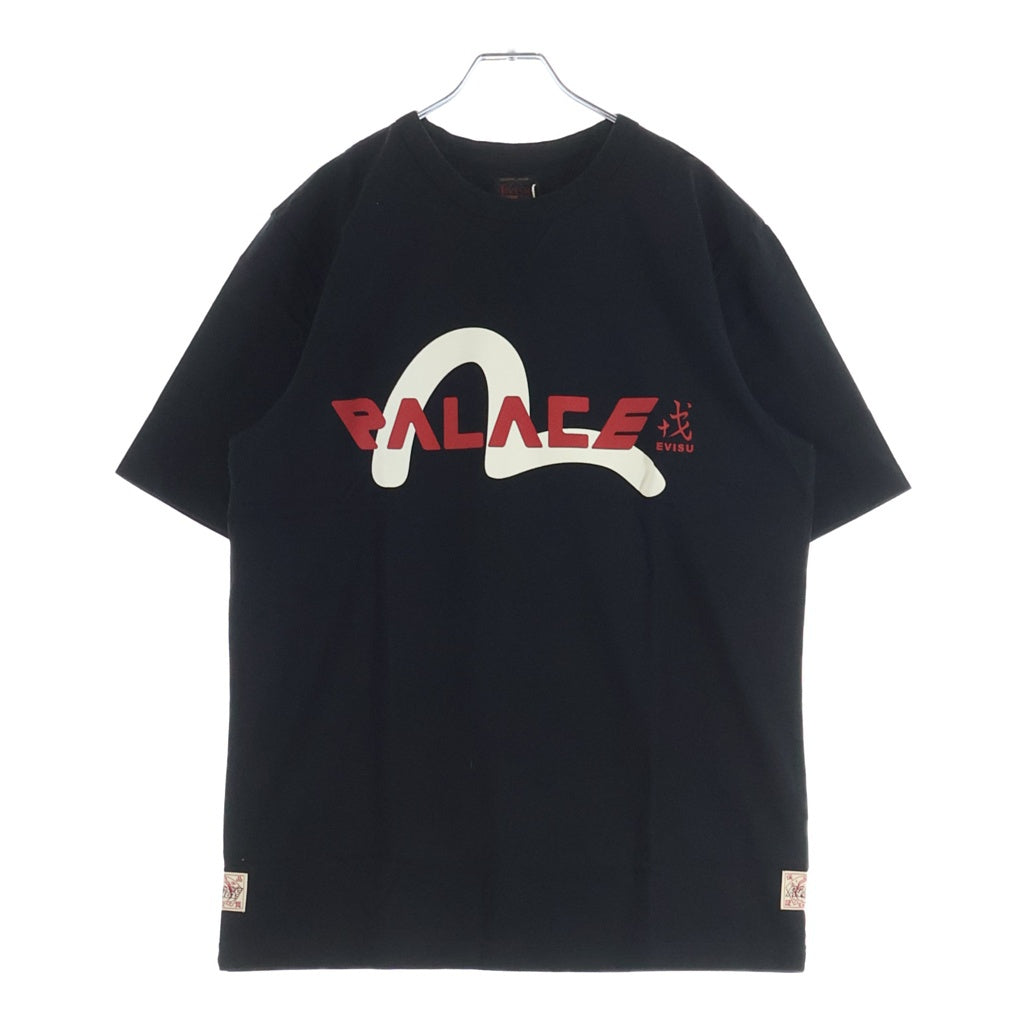 EVISU(エビス) ×PALACE LOGO TEE パレス ロゴプリントクルーネック半袖カットソーTシャツ ブラック P26EVSES001