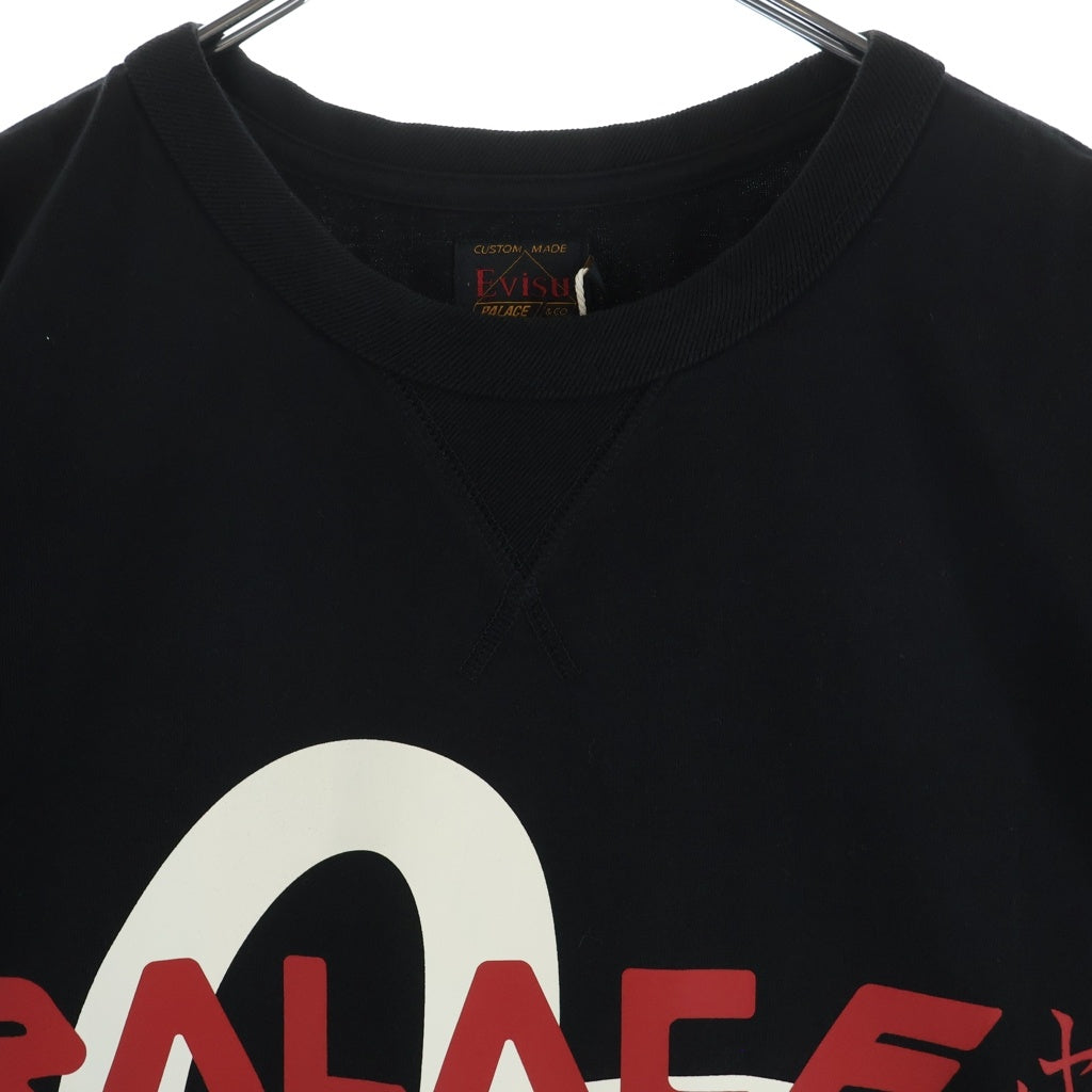 EVISU(エビス) ×PALACE LOGO TEE パレス ロゴプリントクルーネック半袖カットソーTシャツ ブラック P26EVSES001