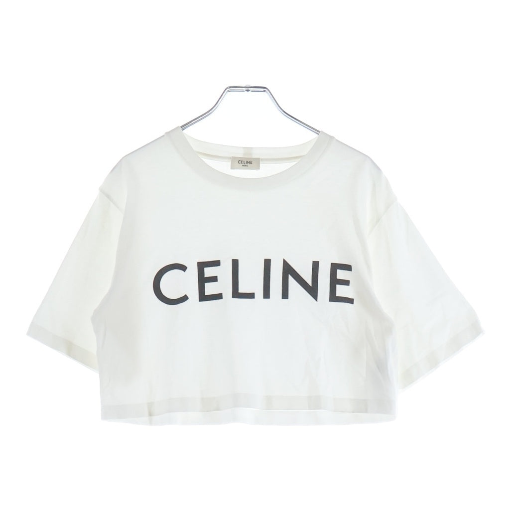 CELINE(セリーヌ) フロントロゴ半袖Tシャツ クロップドカットソー ホワイト 2X761671Q.01EA レディース