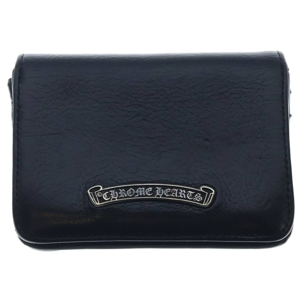 CHROME HEARTS(クロムハーツ) 3POCKET CARD CASE スクロールラベル 3ポケット レザーカードケース ブラック