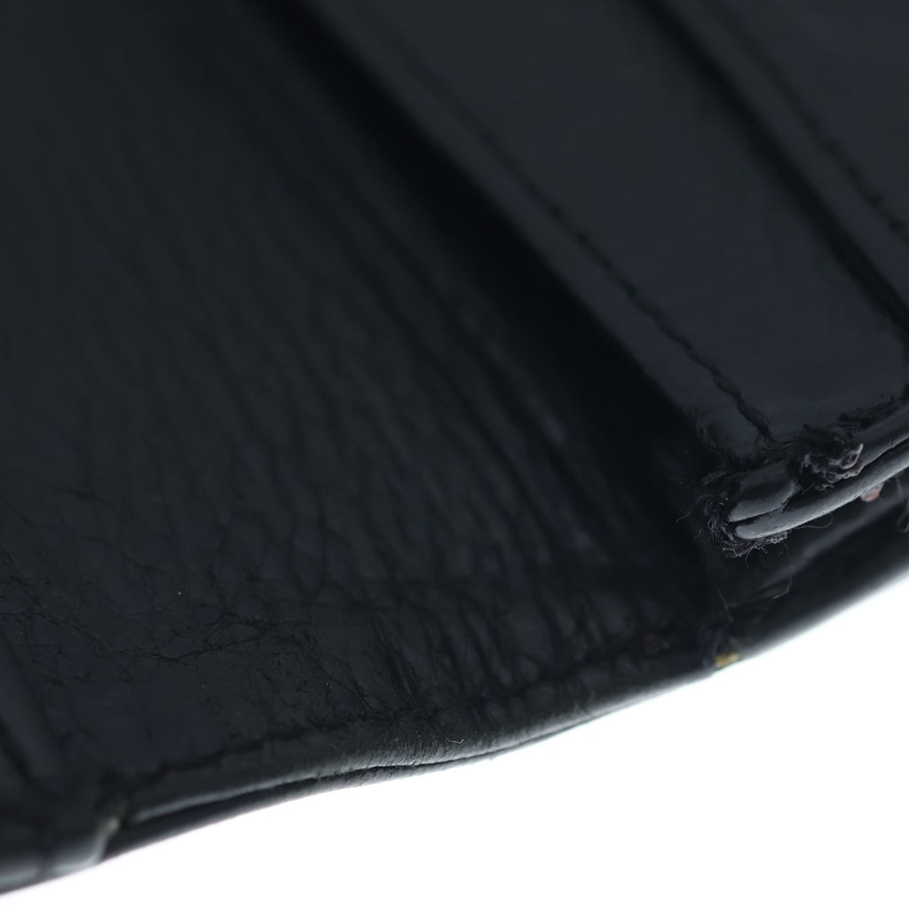 CHROME HEARTS(クロムハーツ) 3POCKET CARD CASE スクロールラベル 3ポケット レザーカードケース ブラック
