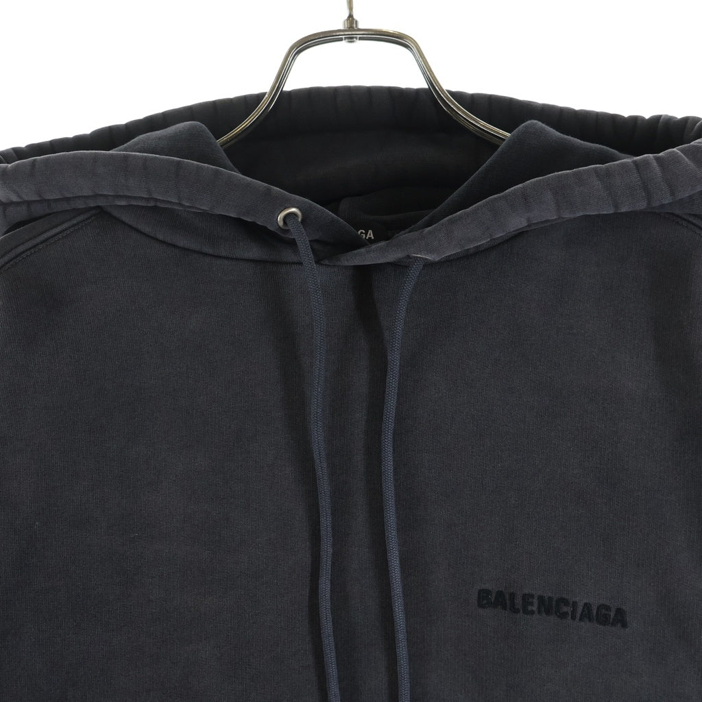BALENCIAGA(バレンシアガ) LOGO HOODIE バックエンブロイダリー プルオーバースウェットパーカー ブラック 600583 TLVB8