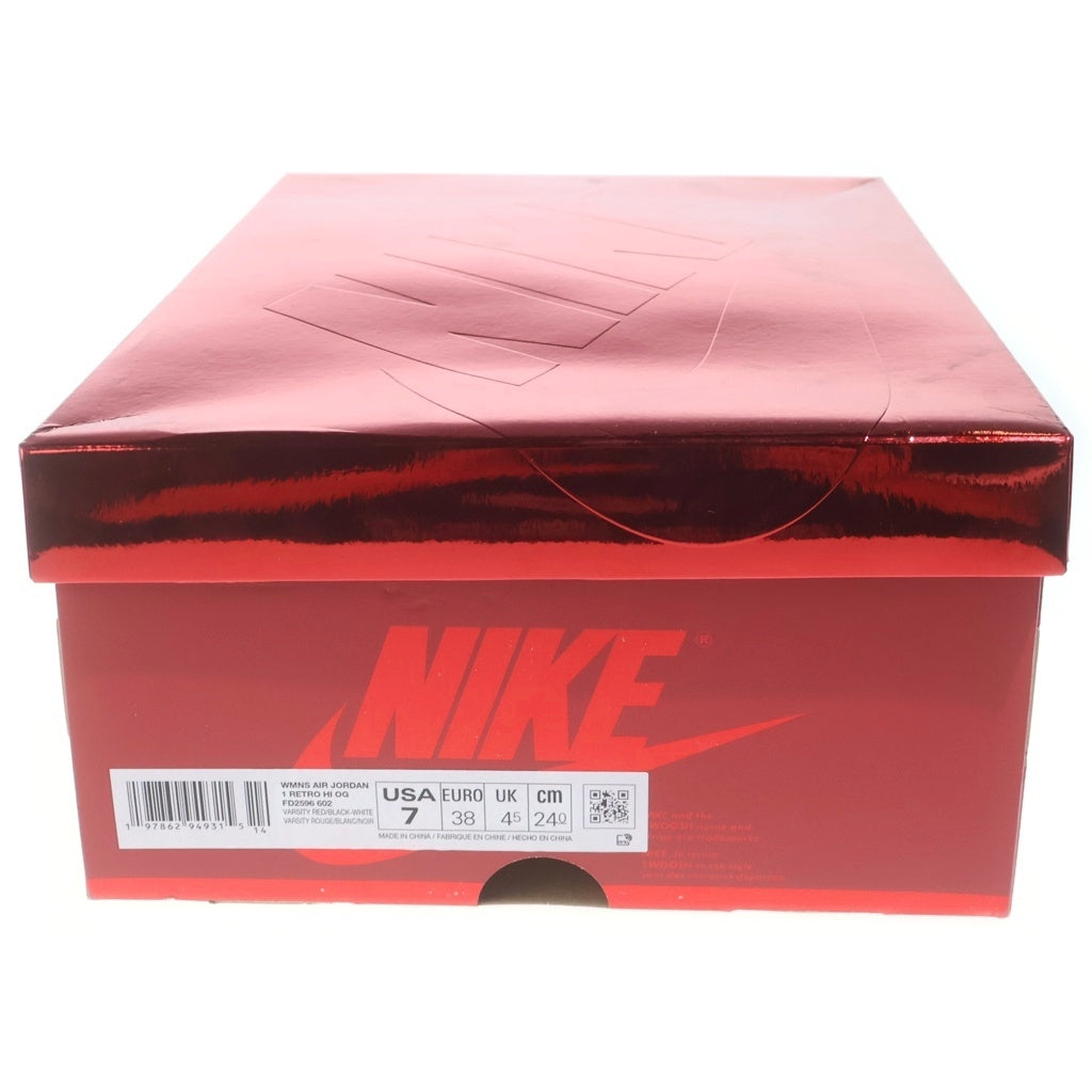 NIKE(ナイキ) AIR JORDAN1 RETRO HIGH OG RUBY エアジョーダン1 レトロ レザーハイカットスニーカー レッド レディース US7/24cm FD2596-602