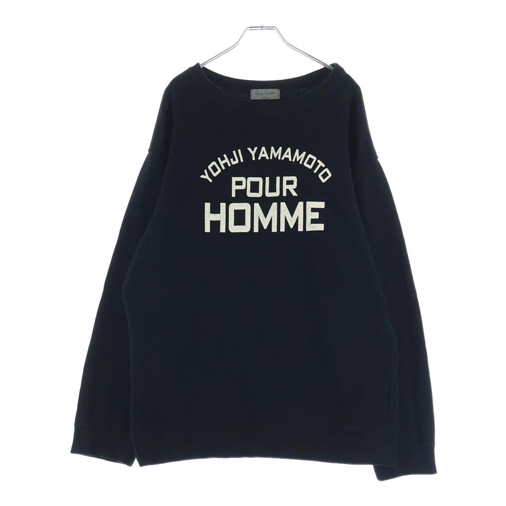 Yohji Yamamoto POUR HOMME(ヨウジヤマモト プールオム) 25AW PIGMENT PRINT ARCH LOGO SWEAT フロントロゴクルーネックスウェット トレーナー ブラック