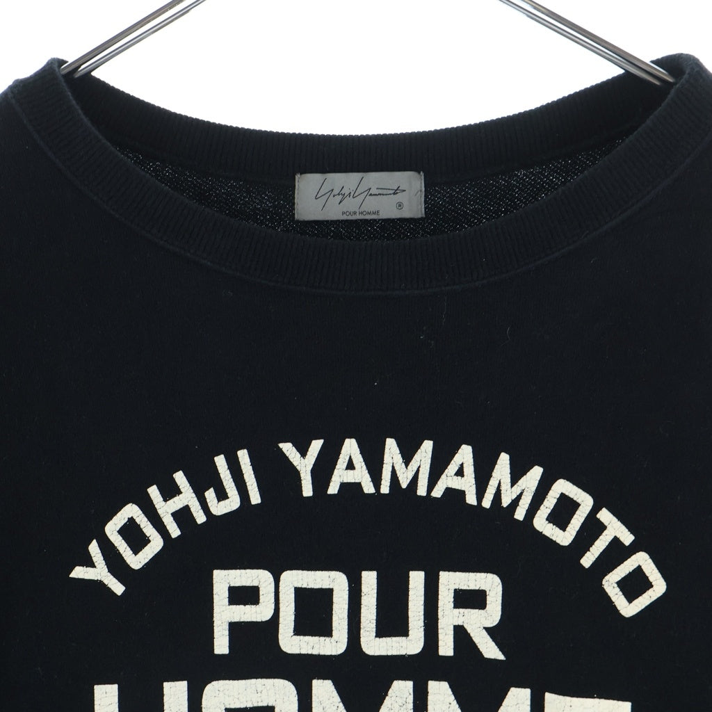 Yohji Yamamoto POUR HOMME(ヨウジヤマモト プールオム) 25AW PIGMENT PRINT ARCH LOGO SWEAT フロントロゴクルーネックスウェット トレーナー ブラック