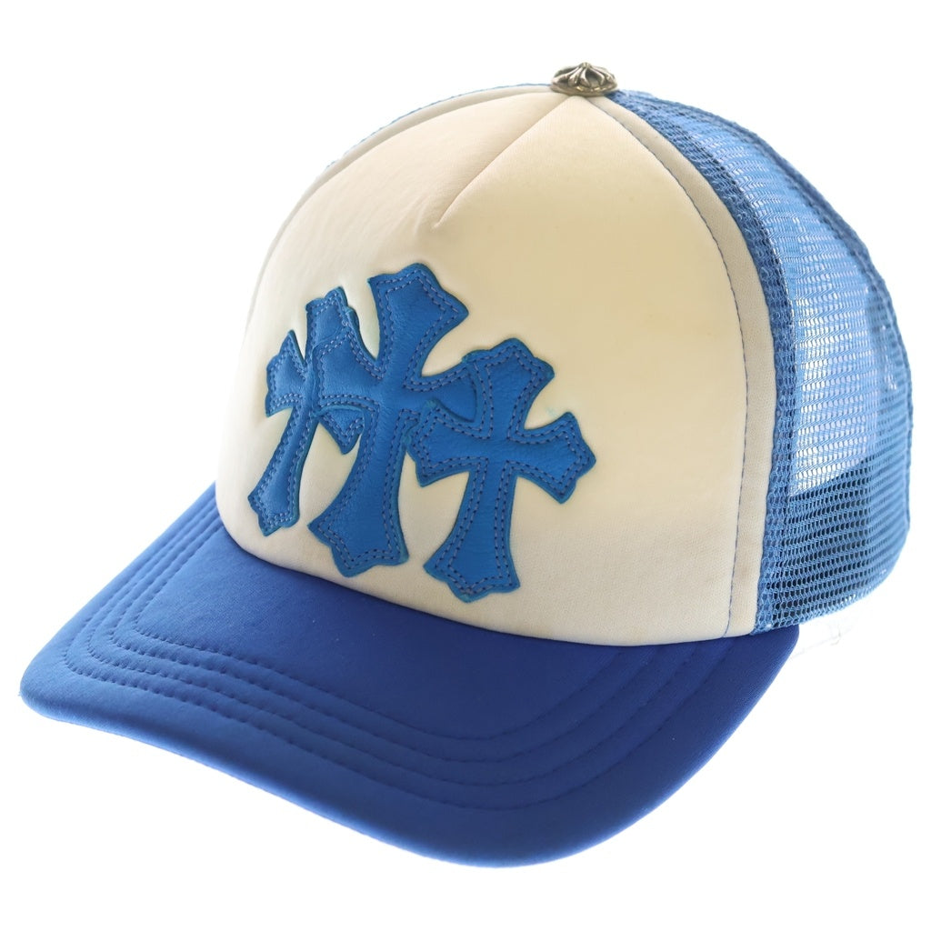 CHROME HEARTS(クロムハーツ) TRUCKER CAP トラッカーキャップ 3セメタリーレザーパッチメッシュキャップ 帽子 ブルー/ホワイト