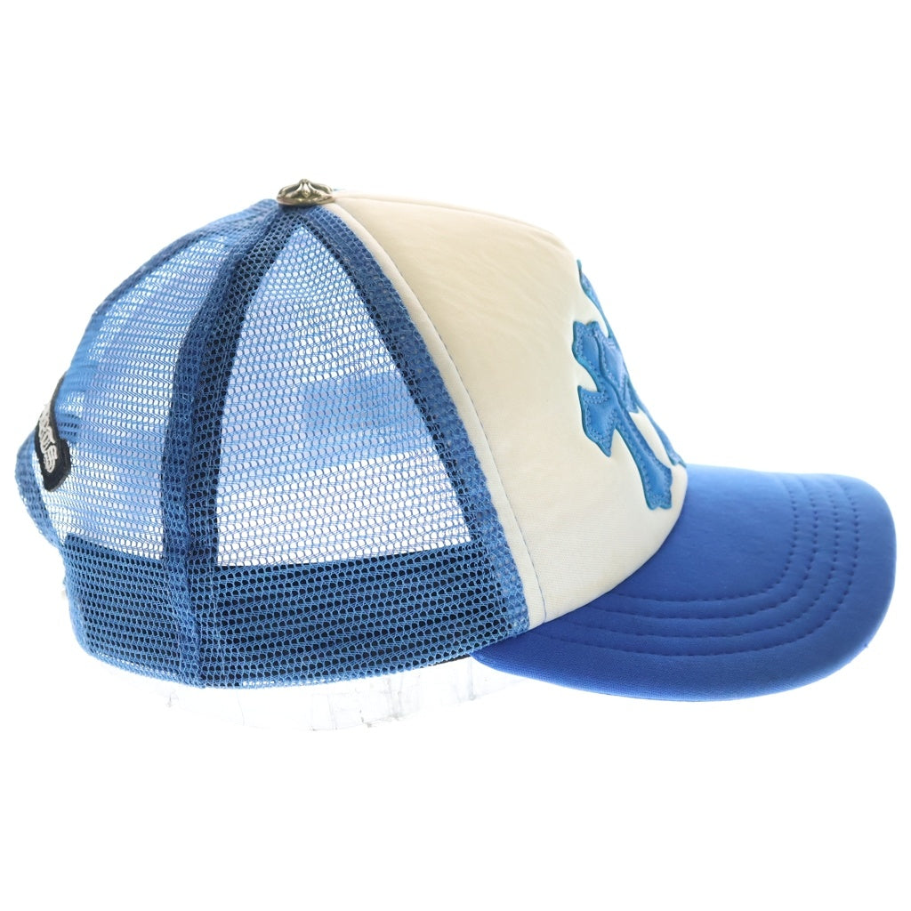 CHROME HEARTS(クロムハーツ) TRUCKER CAP トラッカーキャップ 3セメタリーレザーパッチメッシュキャップ 帽子 ブルー/ホワイト