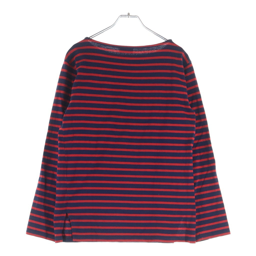 SAINT LAURENT PARIS(サンローランパリ) ボートネック ボーダー長袖カットソーTシャツ レッド/ネイビー 370075 Y2IC1