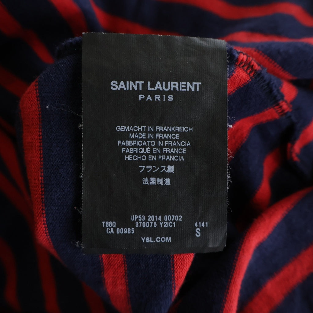 SAINT LAURENT PARIS(サンローランパリ) ボートネック ボーダー長袖カットソーTシャツ レッド/ネイビー 370075 Y2IC1