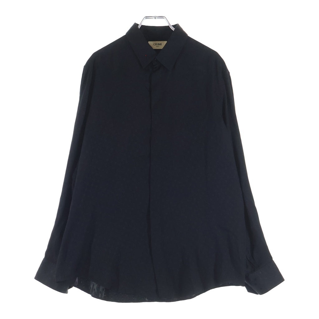 CELINE(セリーヌ) MODERN COLOR SHIRT モダンカラー 長袖シルクシャツ ブラック 2C091598D
