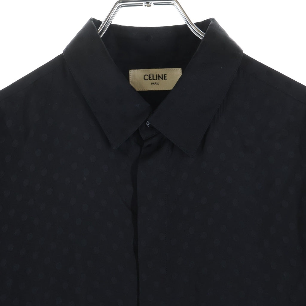 CELINE(セリーヌ) MODERN COLOR SHIRT モダンカラー 長袖シルクシャツ ブラック 2C091598D