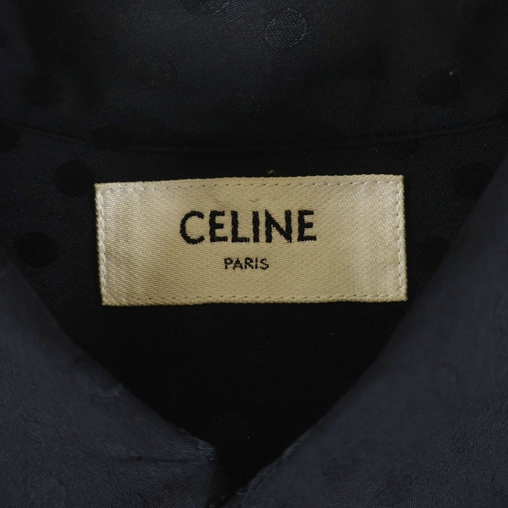 CELINE(セリーヌ) MODERN COLOR SHIRT モダンカラー 長袖シルクシャツ ブラック 2C091598D