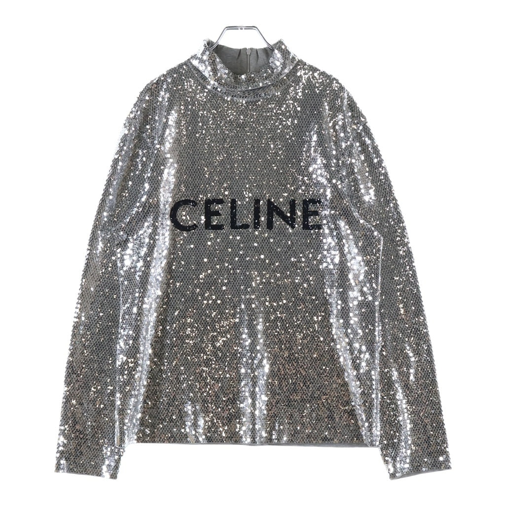 CELINE(セリーヌ) 22AW エンブロイダリー スパンコール タートルネック コットンジャージー シルバー 2X34A671Q