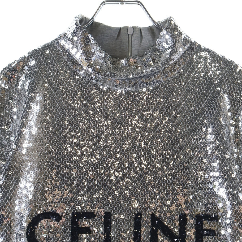 CELINE(セリーヌ) 22AW エンブロイダリー スパンコール タートルネック コットンジャージー シルバー 2X34A671Q