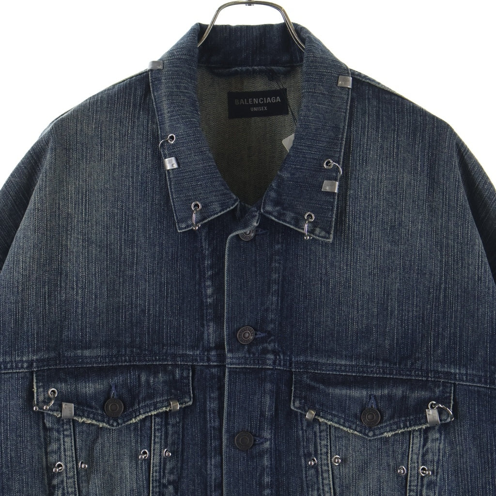 BALENCIAGA(バレンシアガ) 24SS ピアス加工 オーバーサイズ デニムジャケット インディゴ 764518 TNW65