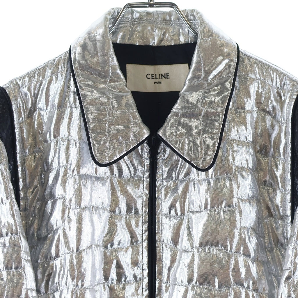 CELINE(セリーヌ) 19SS クロコダイルパターン グリッター テディブルゾンジャケット シルバー 2V228068D