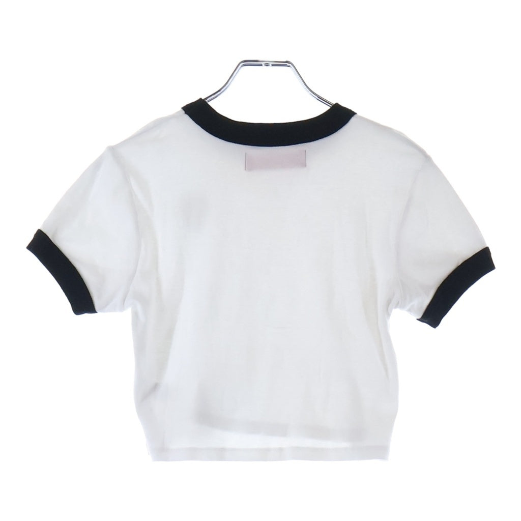 Girls Don't Cry(ガールズドントクライ) 胸ロゴ クルーネック半袖リンガーTシャツ レディース ブラック/ホワイト