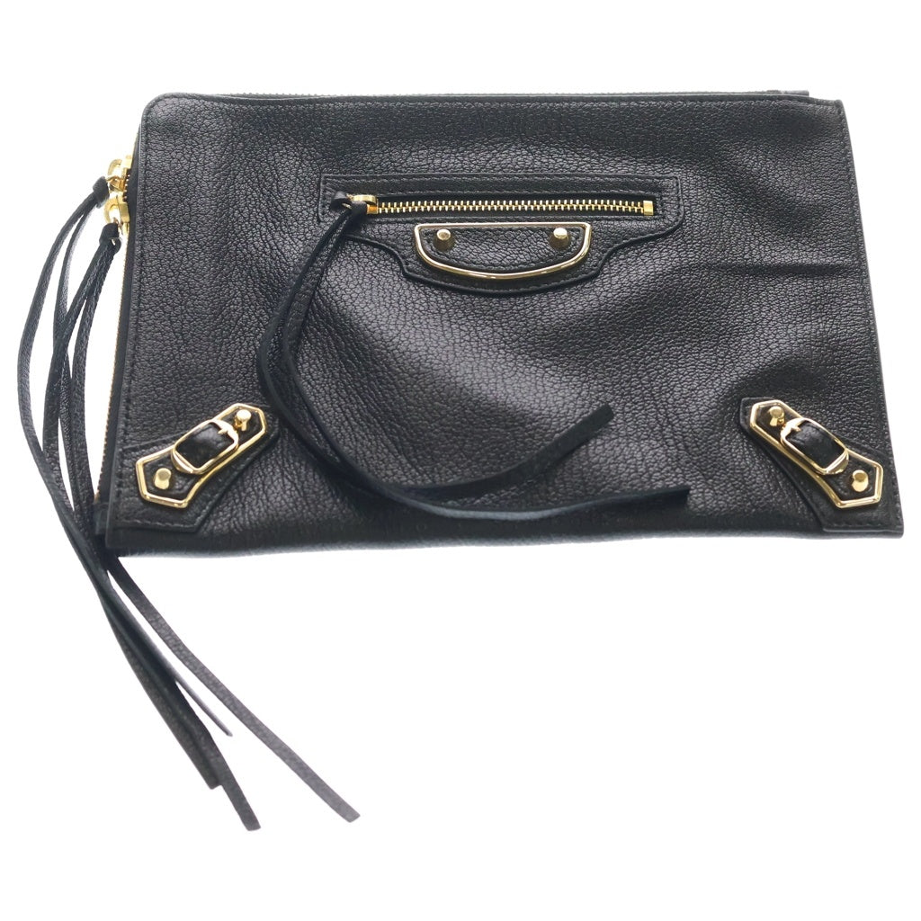 BALENCIAGA(バレンシアガ) METAL EDGE メタルエッジ レザークラッチバック ブラック 390174-1000 レディース
