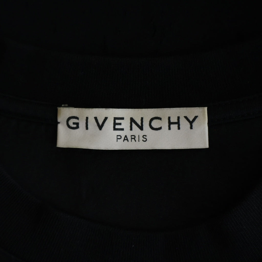 GIVENCHY(ジバンシィ) OVERSIZE FIT デストロイ フロントロゴ オーバーサイズクルーネック半袖カットソーTシャツ ブラック BM70RV3Y41