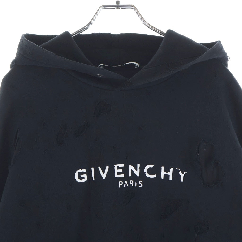GIVENCHY(ジバンシィ) REGULAR FIT デストロイ フロントロゴ プルオーバースウェットパーカー BMJ03H3Y42