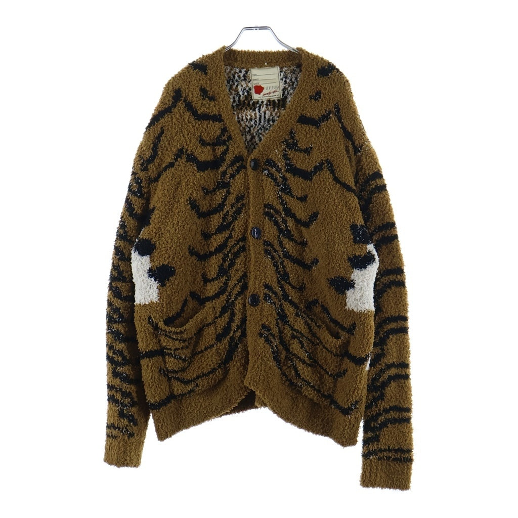 SEVESKIG(セヴシグ) TIBETAN TIGER CARDIGAN チベタンタイガーモチーフニットカーディガン ブラウン KN-SV-ZA-1001