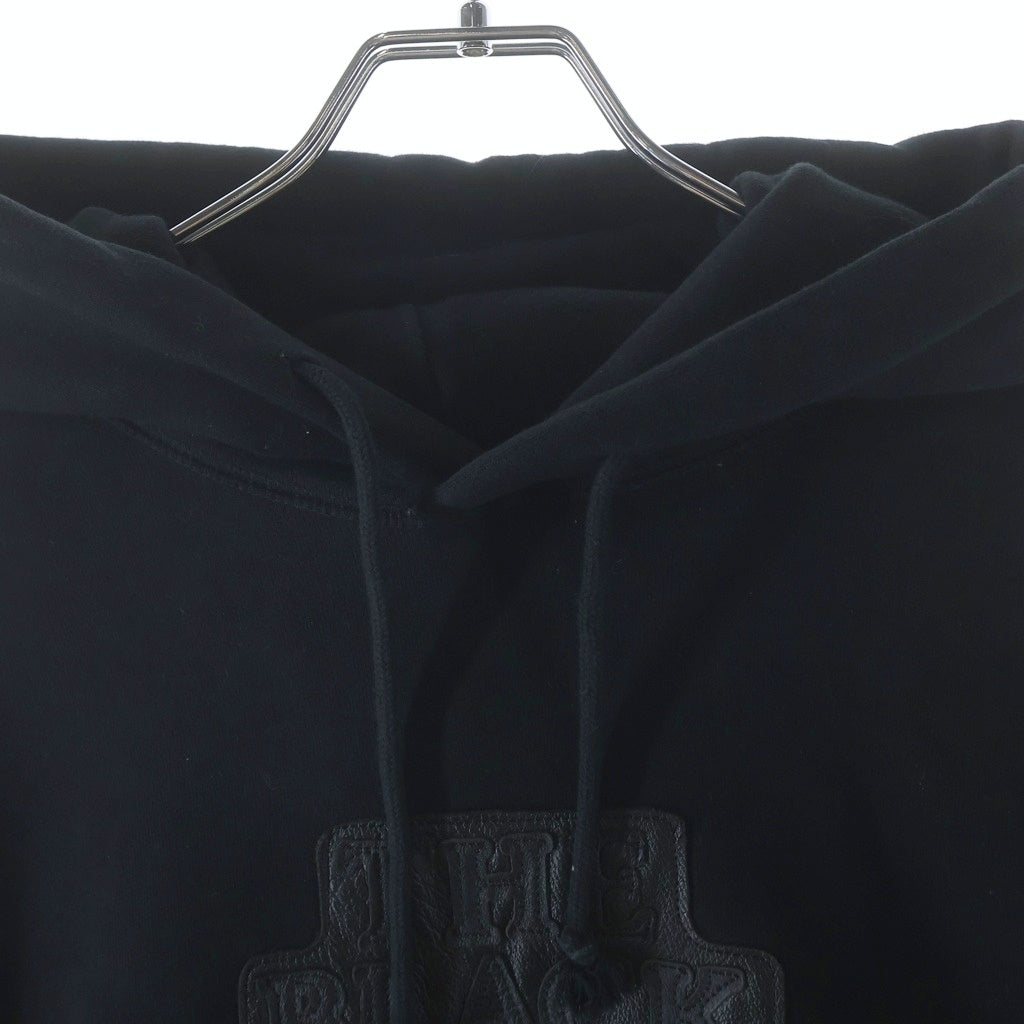THE BLACK EYE PATCH(ブラックアイパッチ) OG LETHER LABEL HOODIE レザー ラベルロゴ プルオーバーパーカー フーディー ブラック