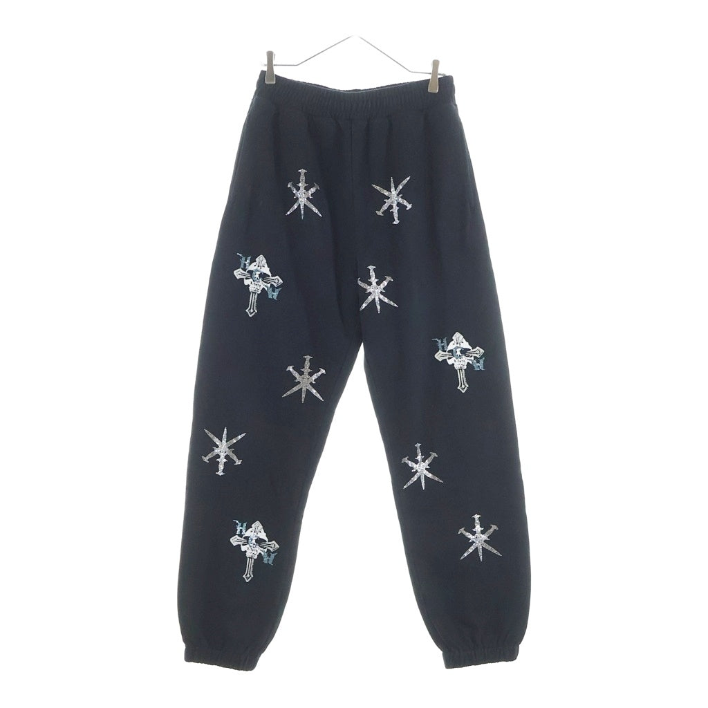 UNKNOWN LONDON(アンノーンロンドン) ×HWC RHINESTONE SWEAT PANTS ラインストーン スウェットパンツ ブラック