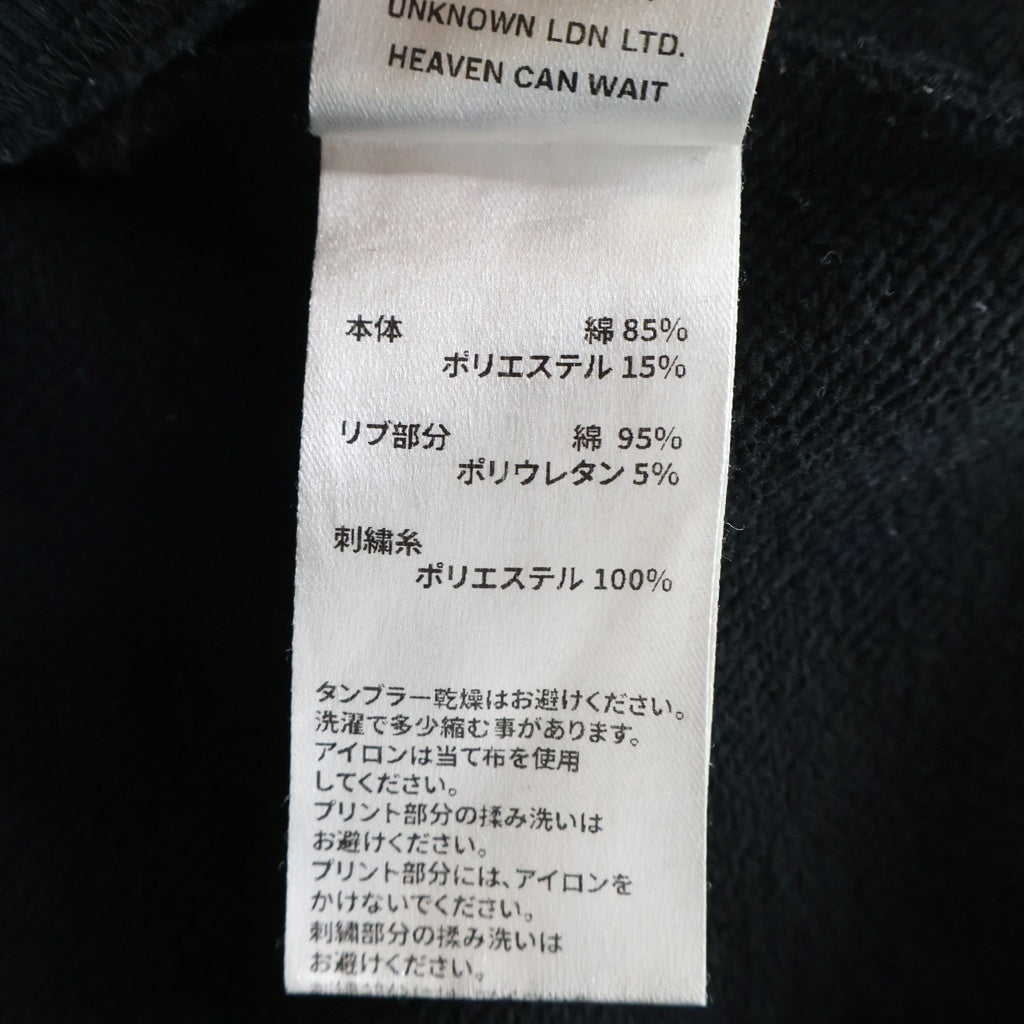UNKNOWN LONDON(アンノーンロンドン) ×HWC RHINESTONE SWEAT HOODIE ラインストーン ジップパーカー ブラック