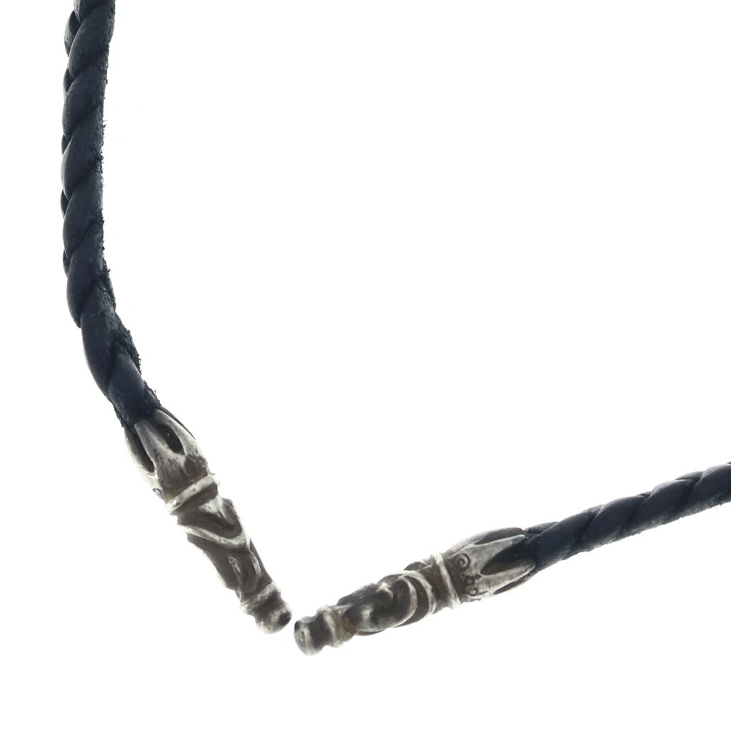 CHROME HEARTS(クロムハーツ) LEATHER BRAID SCROLL ネックレス レザーブレイドネックレス ブラック/シルバー BCA377