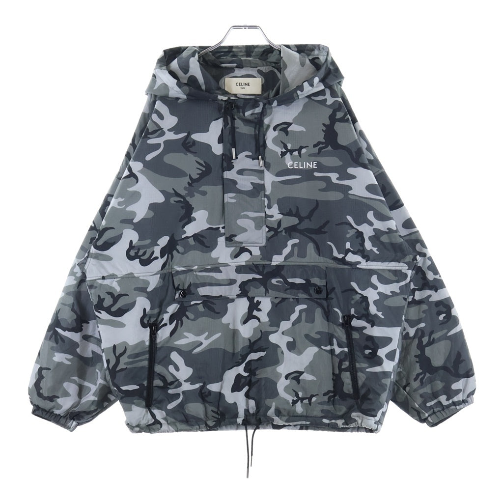 CELINE(セリーヌ) 22AW Camouflage Pattern Half Zip Nylon Jacket カモフラ柄 ハーフジップナイロンジャケット グレー 2W732153Q