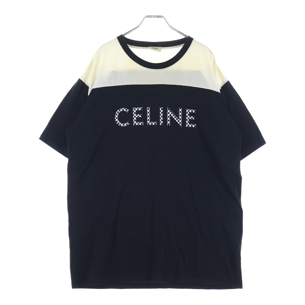 CELINE(セリーヌ) 21SS Front Logo Print Tee フロントロゴ プリント 半袖Tシャツ カットソー スタッズ付き ブラック/ホワイト 2X839500O