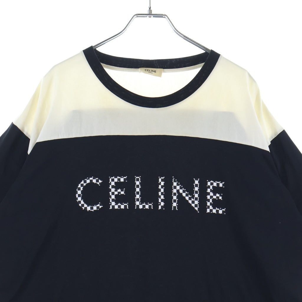 CELINE(セリーヌ) 21SS Front Logo Print Tee フロントロゴ プリント 半袖Tシャツ カットソー スタッズ付き ブラック/ホワイト 2X839500O