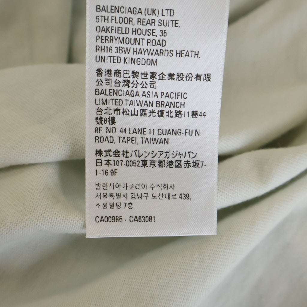 BALENCIAGA(バレンシアガ) 23AW クラッシュダスト加工 ワッペン 半袖Tシャツ ホワイト 739028 TOVN2