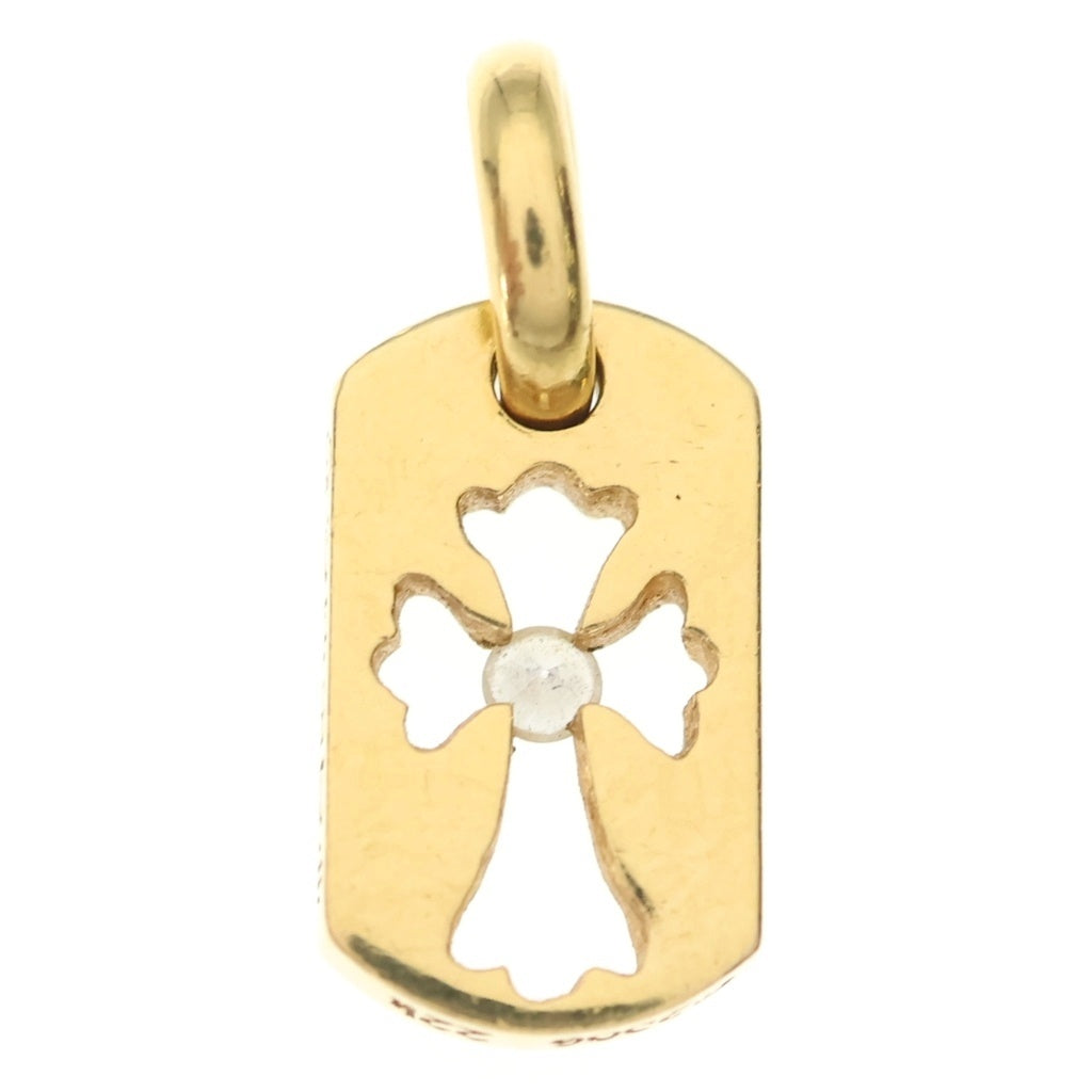 CHROME HEARTS(クロムハーツ) 22K DT TNY CO CRS 1DIA タイニーカットアウトクロス ドッグタグ 1ダイヤ ペンダントトップ ゴールド BCA039