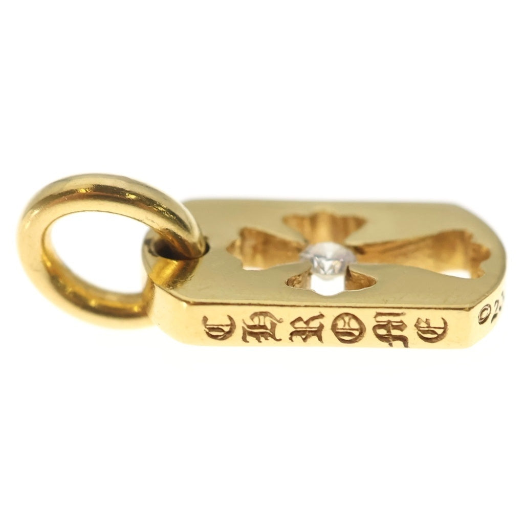 CHROME HEARTS(クロムハーツ) 22K DT TNY CO CRS 1DIA タイニーカットアウトクロス ドッグタグ 1ダイヤ ペンダントトップ ゴールド BCA039