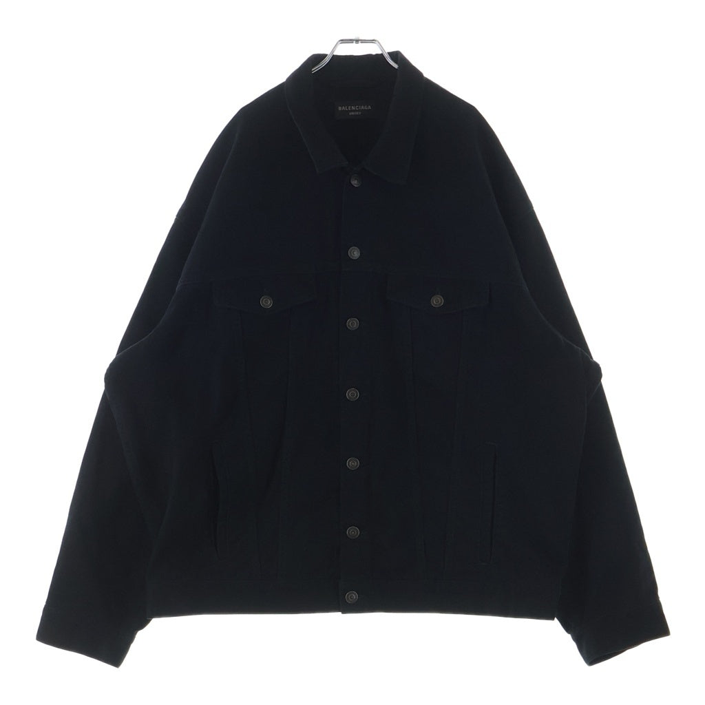 BALENCIAGA(バレンシアガ) オーバーサイズ テープロゴデニムジャケット ブラック 736738 TNW11