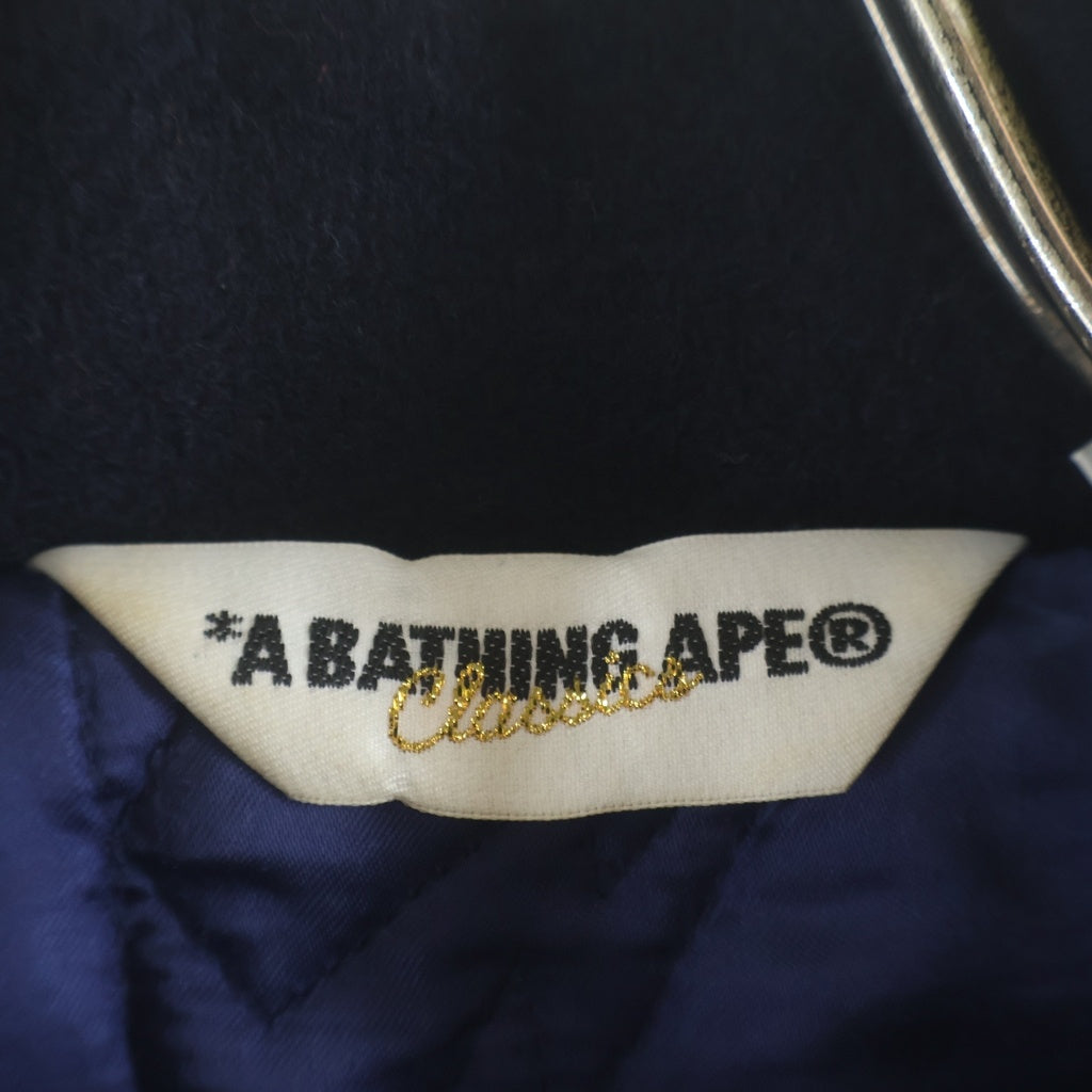A BATHING APE(アベイシングエイプ) ウールメルトンジャケット ジップアップブルゾン ネイビー