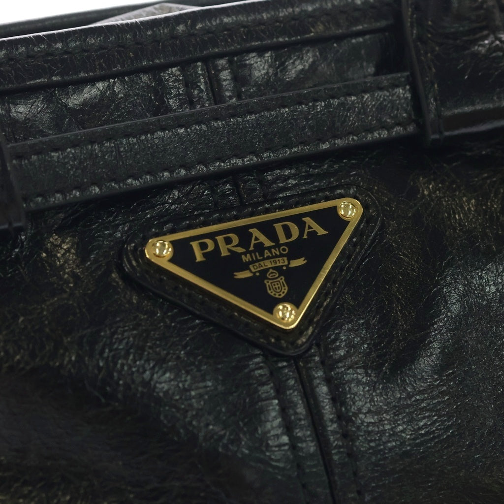 PRADA(プラダ) ポニーミニ レザーショルダーバック ブラック レディース