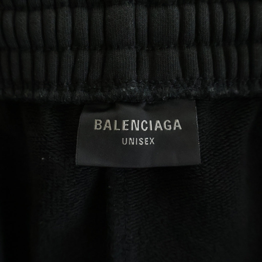 BALENCIAGA(バレンシアガ) ロゴラインストーン ダメージ加工 スウェットショートパンツ ブラック 676137 TQVY1