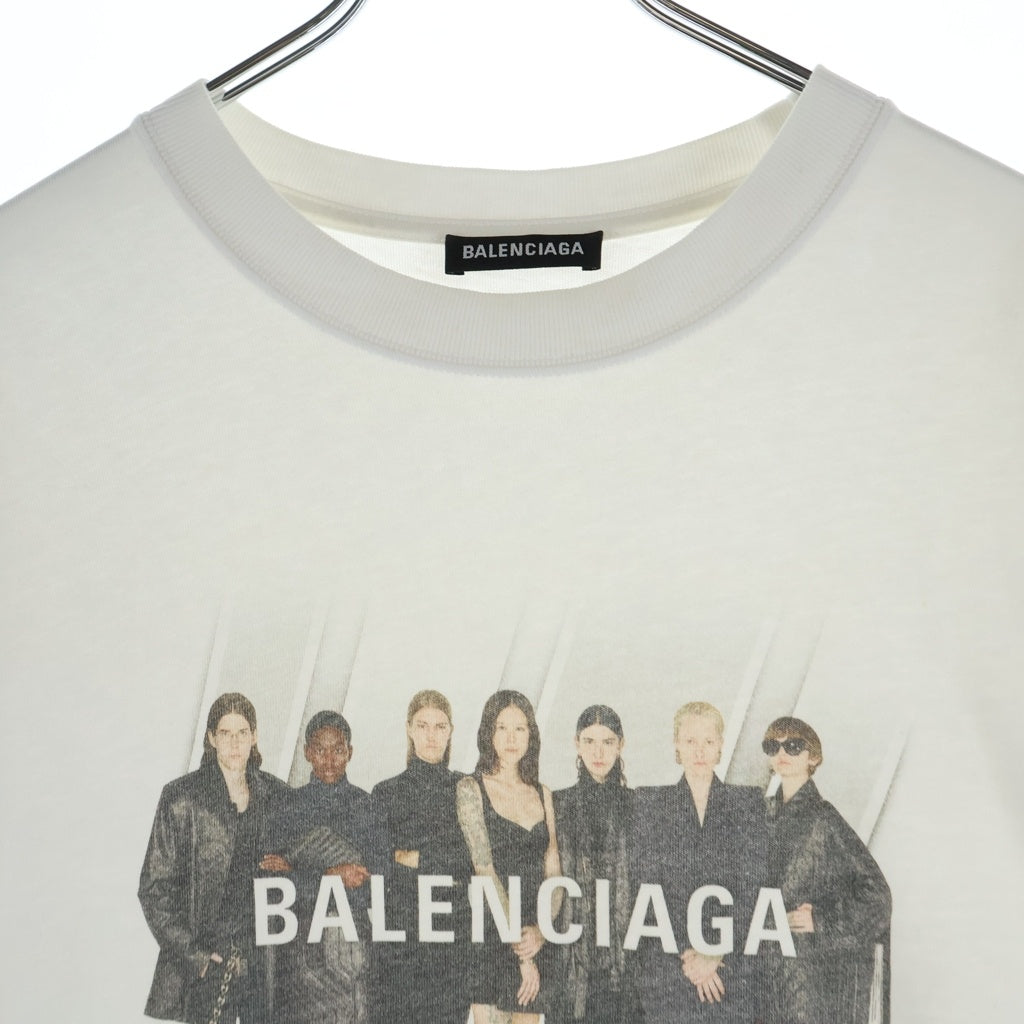 BALENCIAGA(バレンシアガ) 20SS リアルバレンシアガ フロントプリント クルーネック半袖カットソーTシャツ ホワイト 612966 TIV47