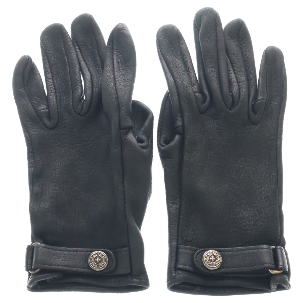 CHROME HEARTS(クロムハーツ) GLOVE レザーグローブ ホースシューロゴボタンレザー手袋 ブラック
