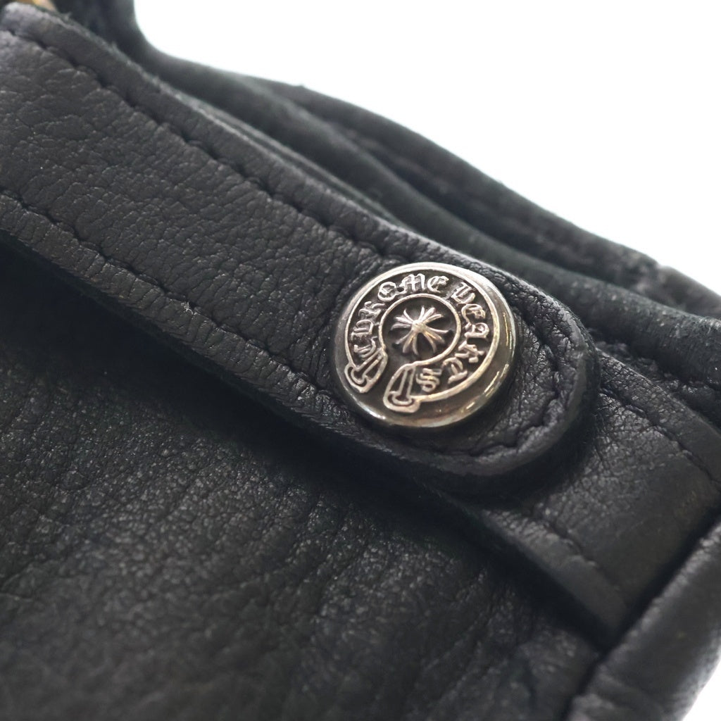 CHROME HEARTS(クロムハーツ) GLOVE レザーグローブ ホースシューロゴボタンレザー手袋 ブラック