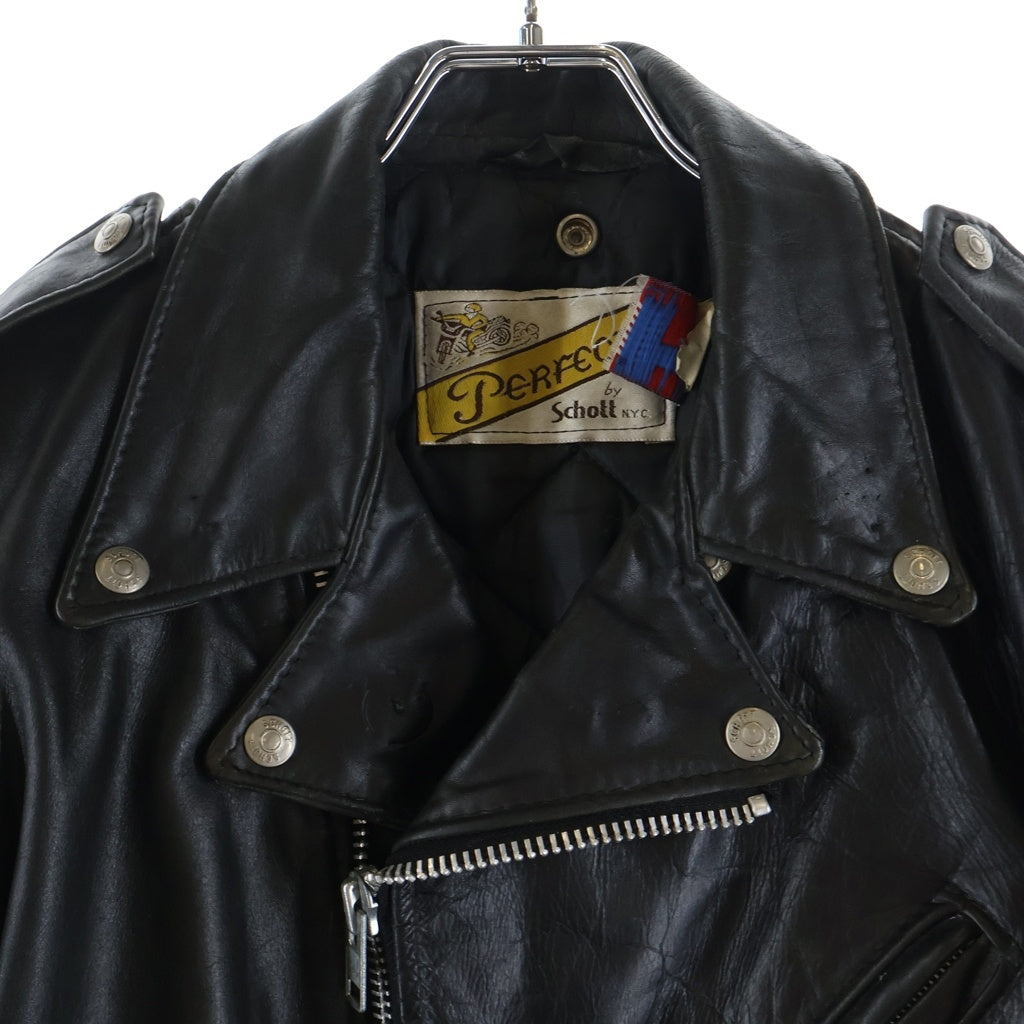 SCHOTT(ショット) 80S VINTAGE 618 RIDERS USA製 バイカータグ ヴィンテージ レザー ダブルライダースジャケット ブラック