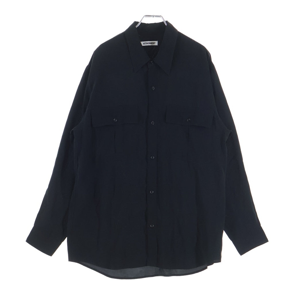 ATTACHMENT(アタッチメント) CU/RY FIBRIL TAFFETA PATCH POCKET L/S SHIRT 長袖シャツ ブラック